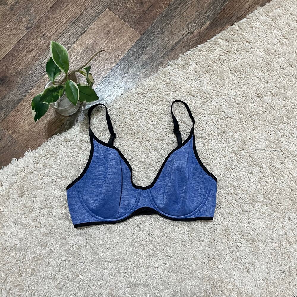 Victoria's Secret 32DD Blue Black Shimmer Heather Lined Semi Demi Underwire Bra